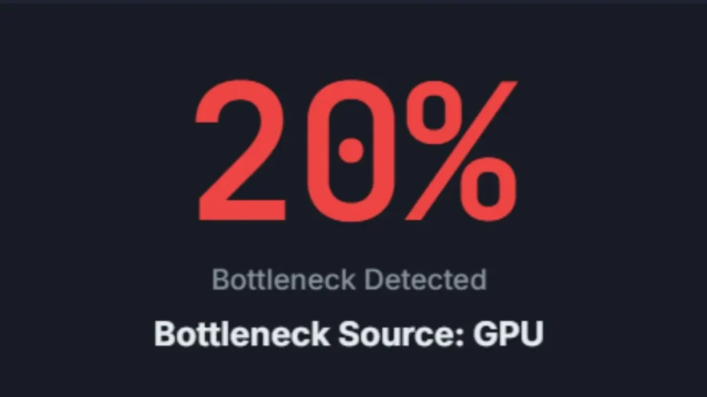 Pc bottleneck Calculator showing the bottleneck percenetage in the result box